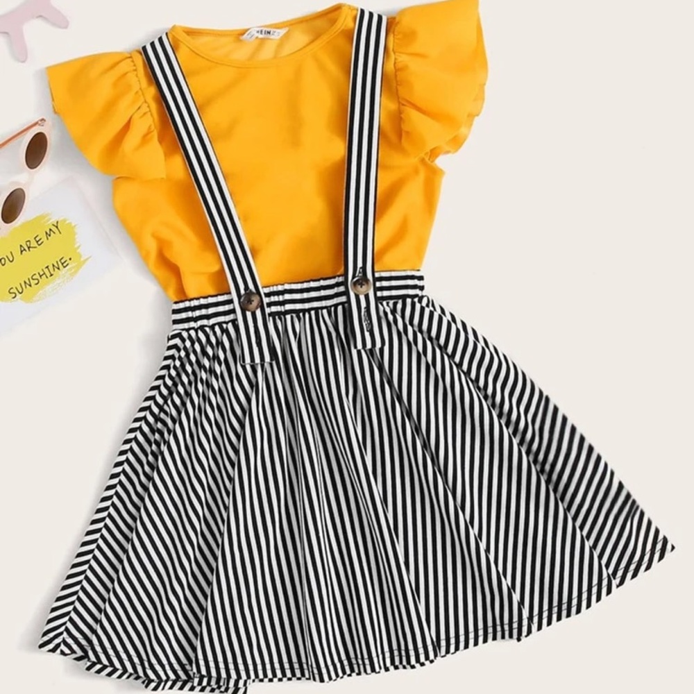 Ruffle Top Suspender Skirt Set